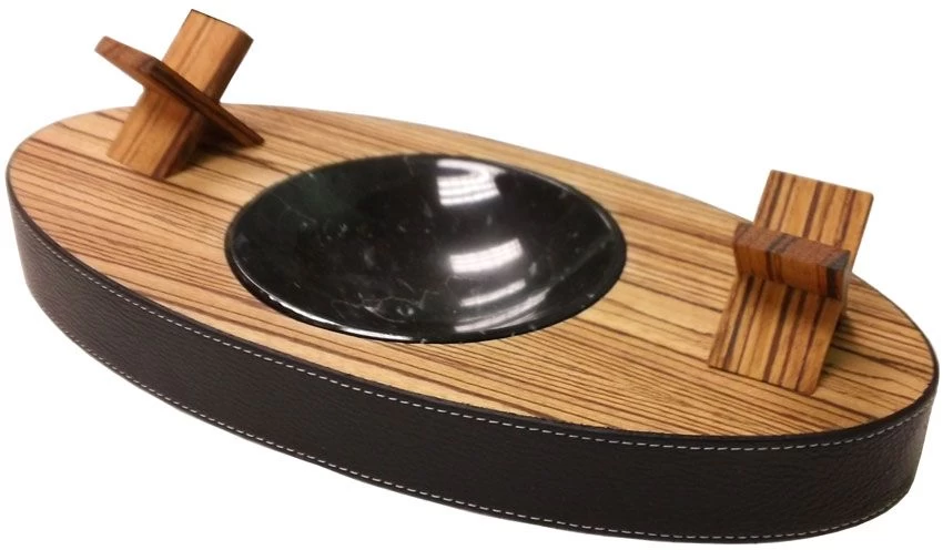 Brizard And Co.Deck Zebrawood Double Ashtray - Made In USA