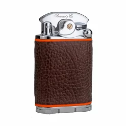 Brizard & Co. Gatsby Full Grain Brown And Orange Leather Triple Torch Flame Table Lighter