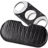 Brizard Lizard Pattern Black Leather Cigar Cutter - Made In USA
