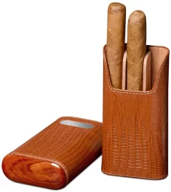 BrizardLizard Pattern Havana Leather Cigar Case With Free Engraving - Made In USA