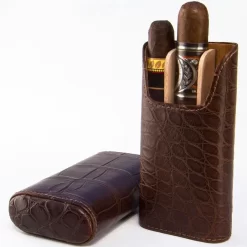 BrizardShowband Tobacco Alligator Pattern Leather Cigar Case - Made In USA