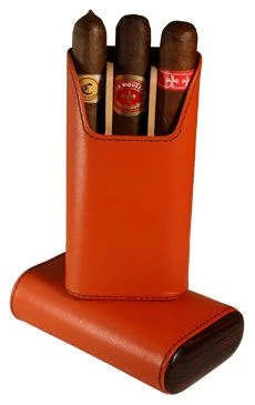 BrizardShowband Orange Leather Cigar Case