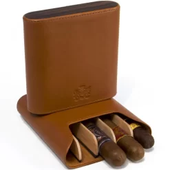 BrizardShowband Sunrise Tan And Ebony 5 Cigar Case - Made In USA