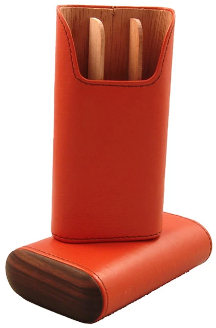 BrizardShowband Orange Leather Cigar Case - Image 2