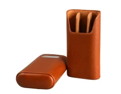 Brizard Dakota Tan Leather Cigar Case With Free Engraving - Made In USA