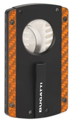 Bugatti Carbon Fiber Cigar Cutter - Black & Orange