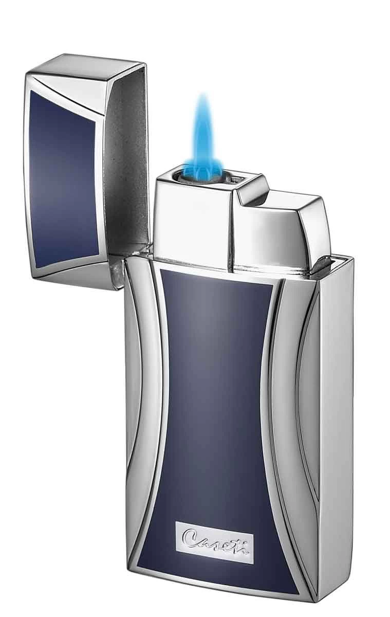Caseti Naxos Single Jet Flame Cigar Lighter - Blue Lacquer & Chrome - Image 3