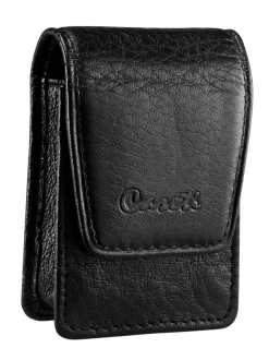 Caseti Espresso Smooth Black Leather Lighter Case
