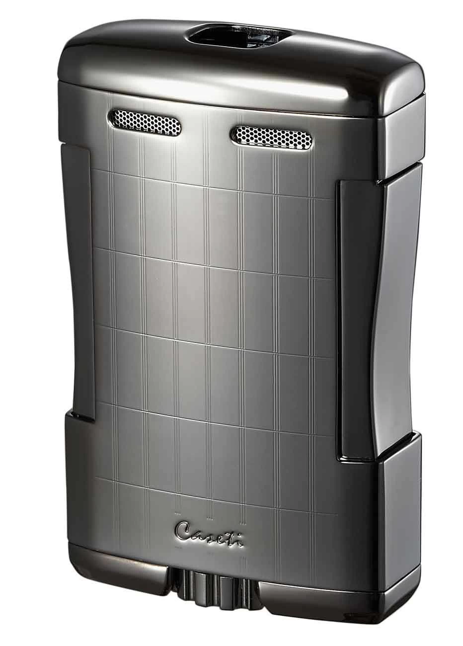 Caseti Sparta Triple Jet Flame Cigar Table Lighter - Satin Gunmetal