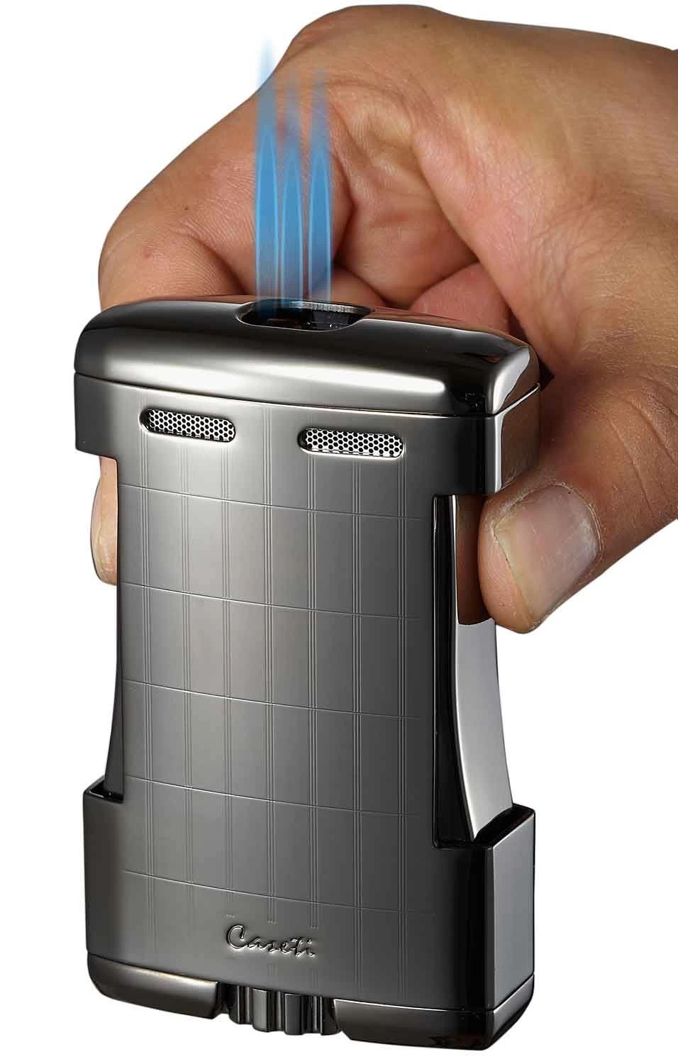 Caseti Sparta Triple Jet Flame Cigar Table Lighter - Satin Gunmetal - Image 2