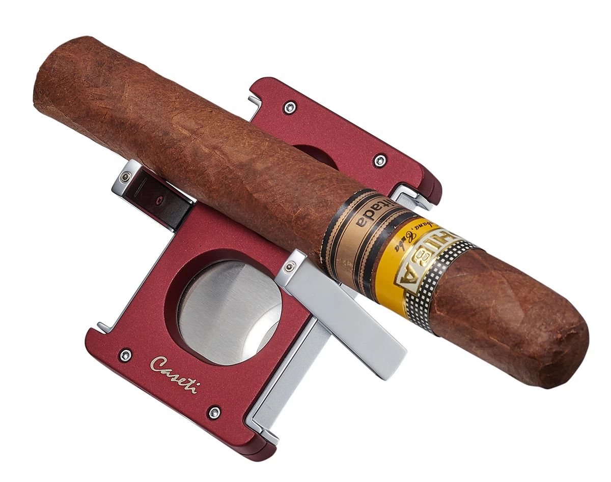 Caseti Trident X 3-in-1 Cigar Cutter - Burgundy - Image 2