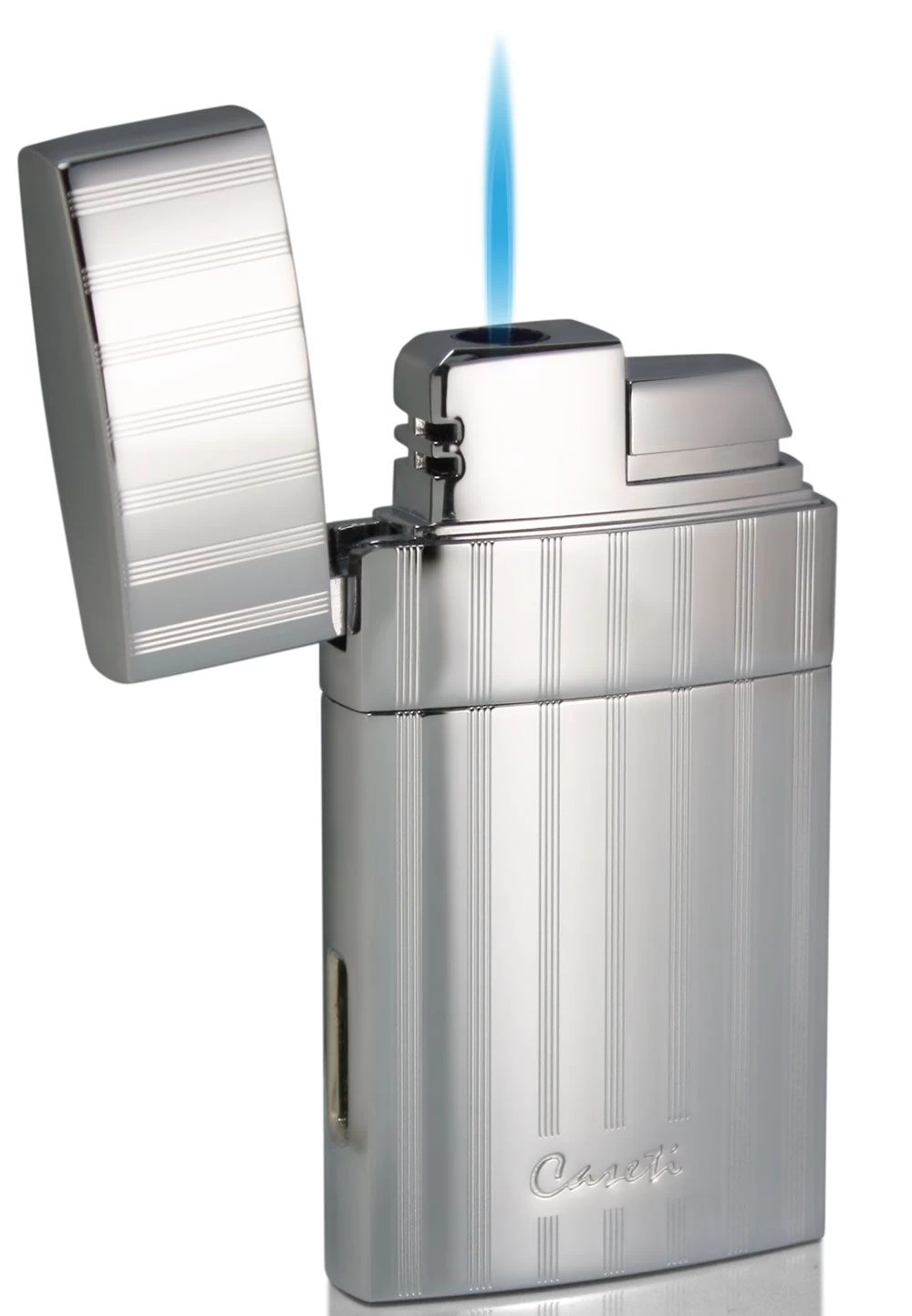 Caseti Troy Polished Chrome Single Torch Flame Cigar Lighter - Image 2