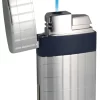 Caseti Troy Polished Chrome With Blue Single Torch Flame Cigar Lighter