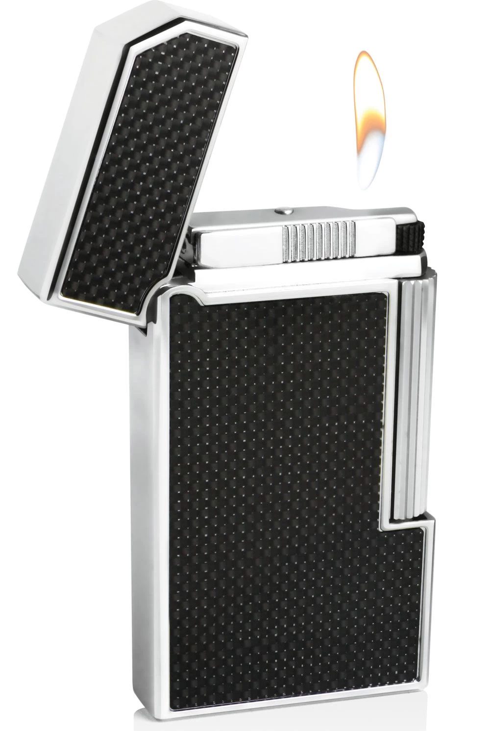 Caseti Windsor Traditional Flame Flint Lighter - Black Carbon Fiber - Image 3