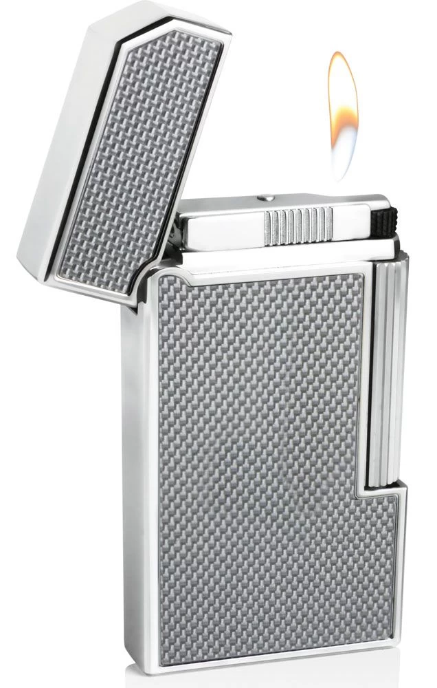 Caseti Windsor Traditional Flame Flint Lighter - Silver Carbon Fiber - Image 3