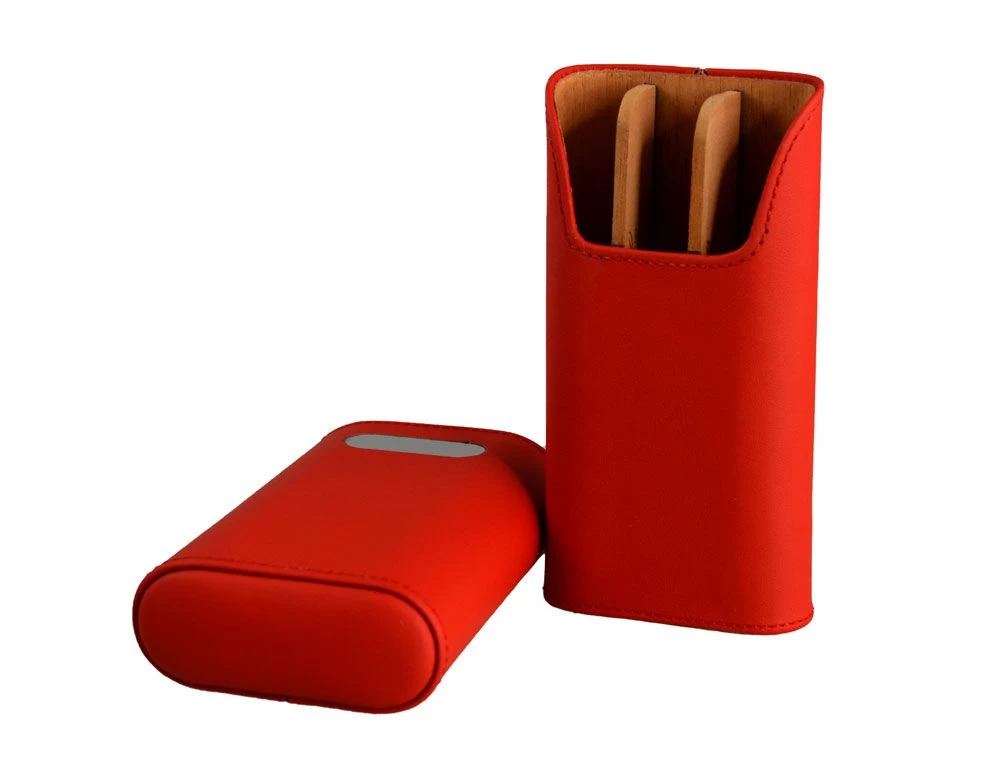 Brizard Racing Red Leather Cigar Case With Free Engraving - Made In USA - Image 2