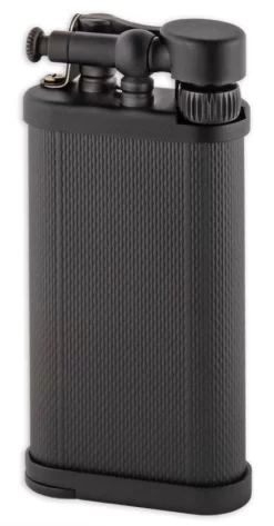IM Corona Old Boy Black Matte Engine Turned Pipe Lighter