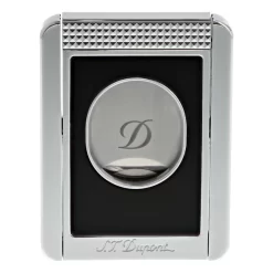 S.T. Dupont Chrome And Matte Black Guillotine Cigar Cutter And Stand