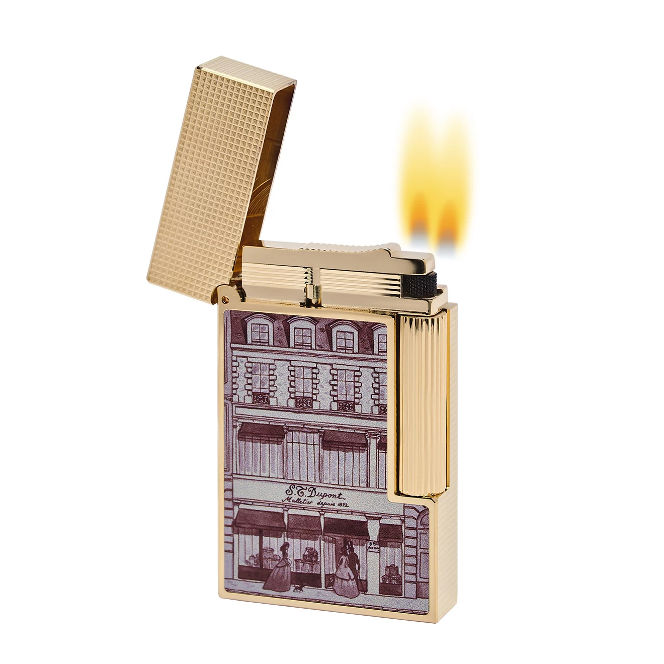 S.T. Dupont Ligne 2 Hotel Particulier Flint Lighter - Yellow Gold - Image 2