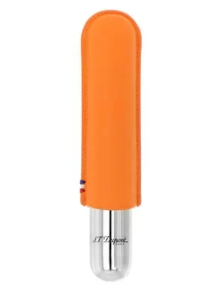 S. T. Dupont Victory Orange And Chrome Single Cigar Tube