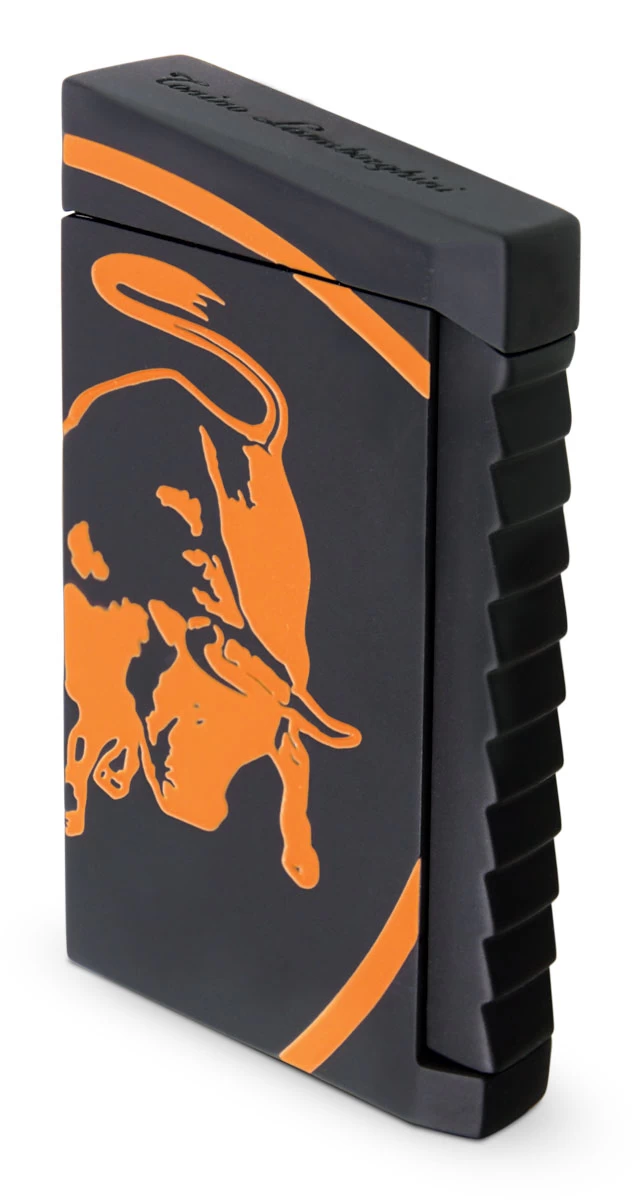 Tonino Lamborghini Tonino Lamborghin Il Toro Black Rubberized Finish Lighter - Orange Bull - Image 2