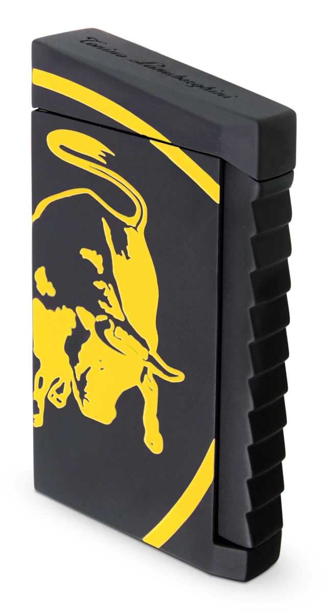 Tonino Lamborghini Tonino Lamborghin Il Toro Black Rubberized Finish Lighter - Yellow Bull - Image 2