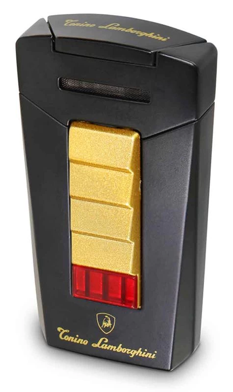 Tonino Lamborghini Aero Matte Black And Gold Torch Flame Lighter - Image 3