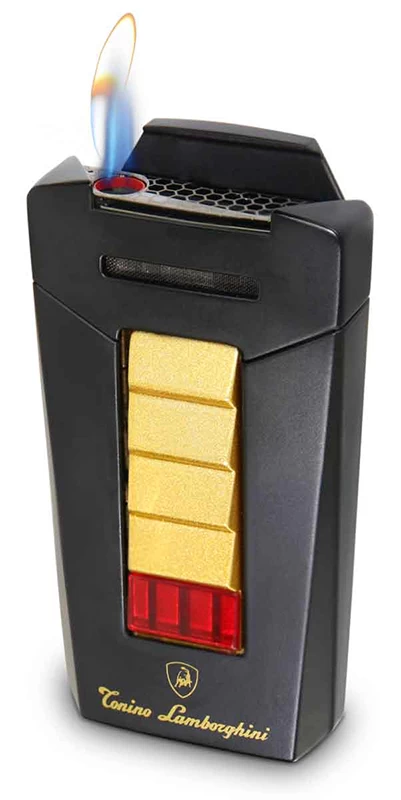 Tonino Lamborghini Aero Matte Black And Gold Torch Flame Lighter