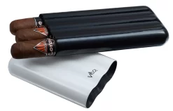 Visol Agent White & Black Carbon Fiber Cigar Case - 3 Finger