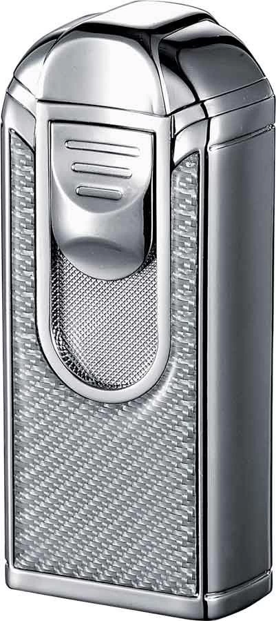 Visol Alec III Triple Jet Flame White Carbon Fiber Chrome Lighter - Image 4