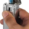 Visol Alec III Triple Jet Flame White Carbon Fiber Chrome Lighter