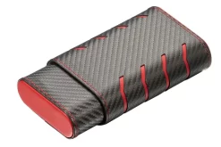 Visol Black Carbon Fiber Patterned Cigar Case - Holds 3 Cigars