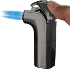 Visol Handle Triple Jet Flame Satin Gunmetal Cigar Lighter