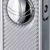 Visol Infinity Double Torch White Carbon Fiber Chrome Cigar Lighter