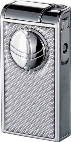 Visol Infinity Double Torch White Carbon Fiber Chrome Cigar Lighter