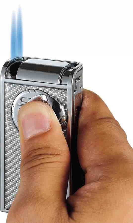 Visol Infinity Double Torch White Carbon Fiber Chrome Cigar Lighter - Image 2