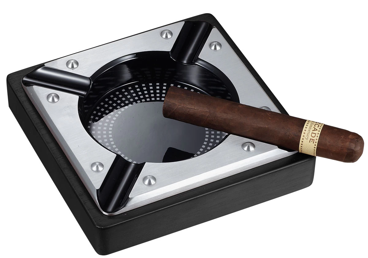 Visol Iris Metal And Black Matte Wood Cigar Ashtray - Image 2