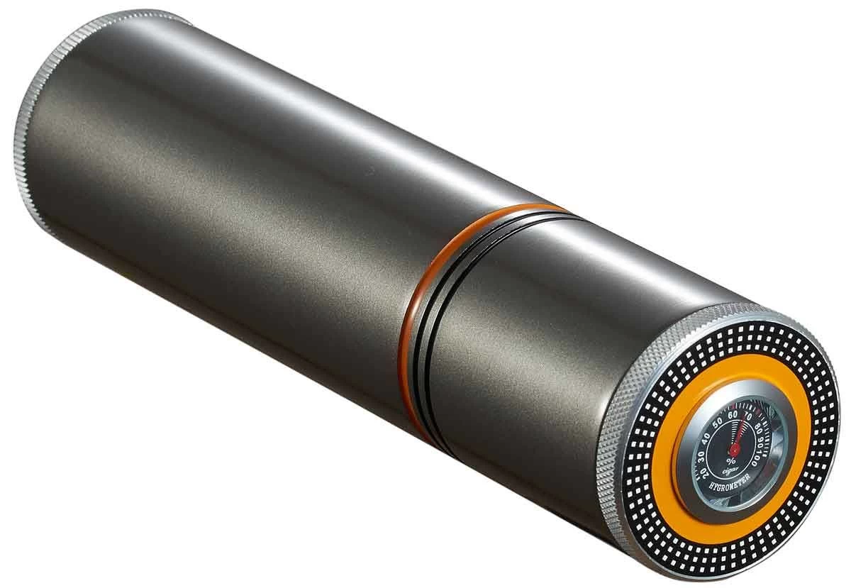 Visol Little Joe Satin Gunmetal Travel Cigar Case - Holds 3 Cigars