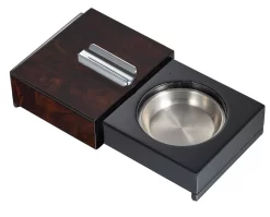 Visol Loki Sliding Ashtray With Removable Ashtray And Compartments - Burl Wood