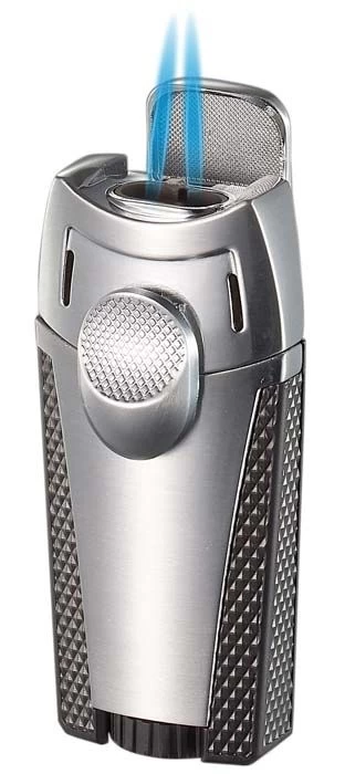 Visol Meru Dual Torch Cigar Lighter - Silver - Image 2