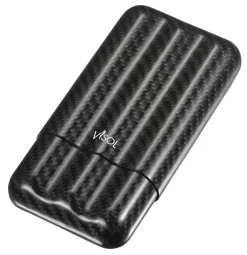 Visol Night II Carbon Fiber Larger Cigar Case - 3 Finger