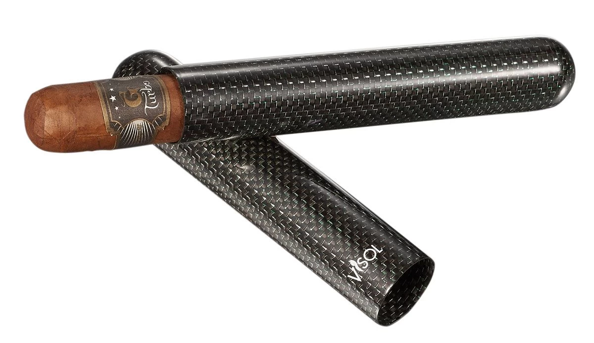 Visol Night II Carbon Fiber Single Cigar Tube - Green Titanium