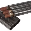 Visol Night II Silver Carbon Fiber Large Ring Gauge Cigar Case - 3 Finger