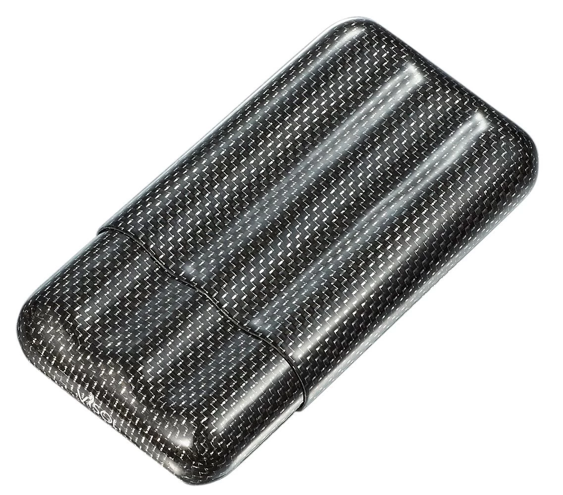 Visol Night II Silver Carbon Fiber Large Ring Gauge Cigar Case - 3 Finger - Image 2