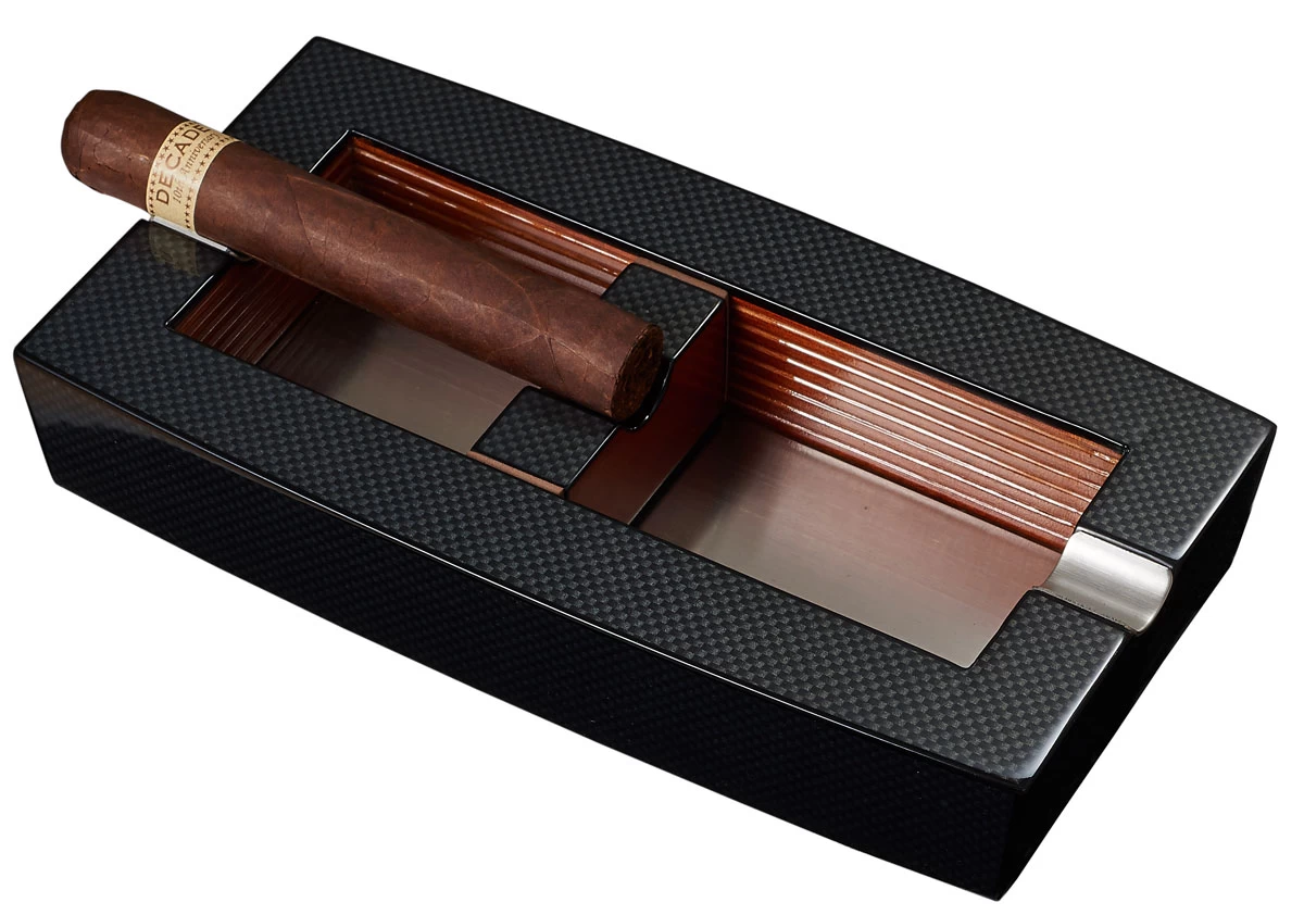 Visol Normandy Carbon Fiber Elongated Ashtray With Adjustable Cigar Rest
