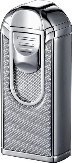 Visol Alec III Triple Jet Flame White Carbon Fiber Chrome Lighter - Image 2