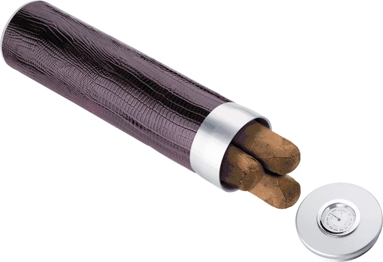 Visol Comodo Dark Purple Lizard Leatherette Aluminum Cigar Case