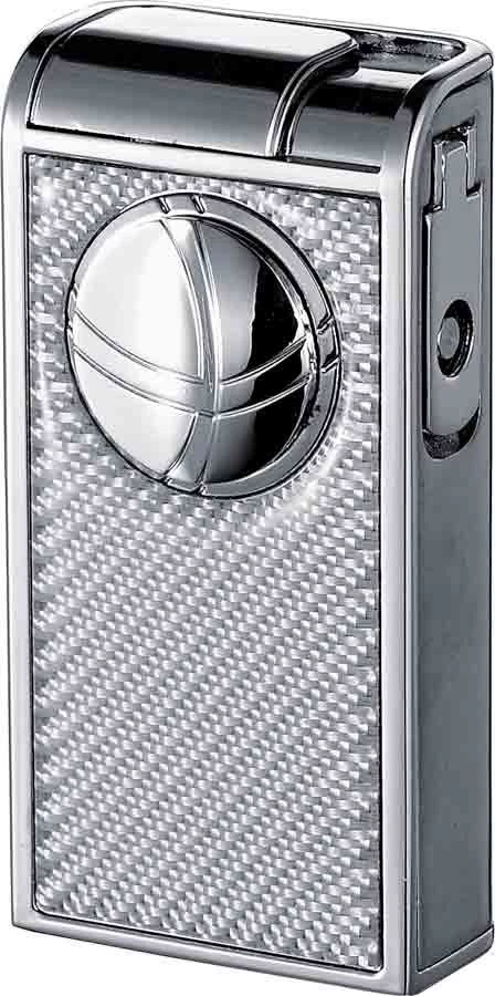 Visol Infinity Double Torch White Carbon Fiber Chrome Cigar Lighter - Image 3