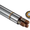 Visol Little Joe Brushed Aluminum Travel Cigar Case - Holds 3 Cigars