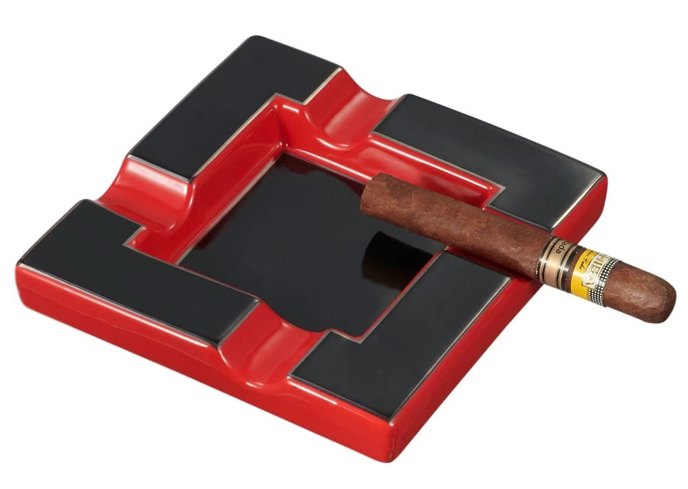 Visol Renner Red And Black Ceramic Cigar Ashtray